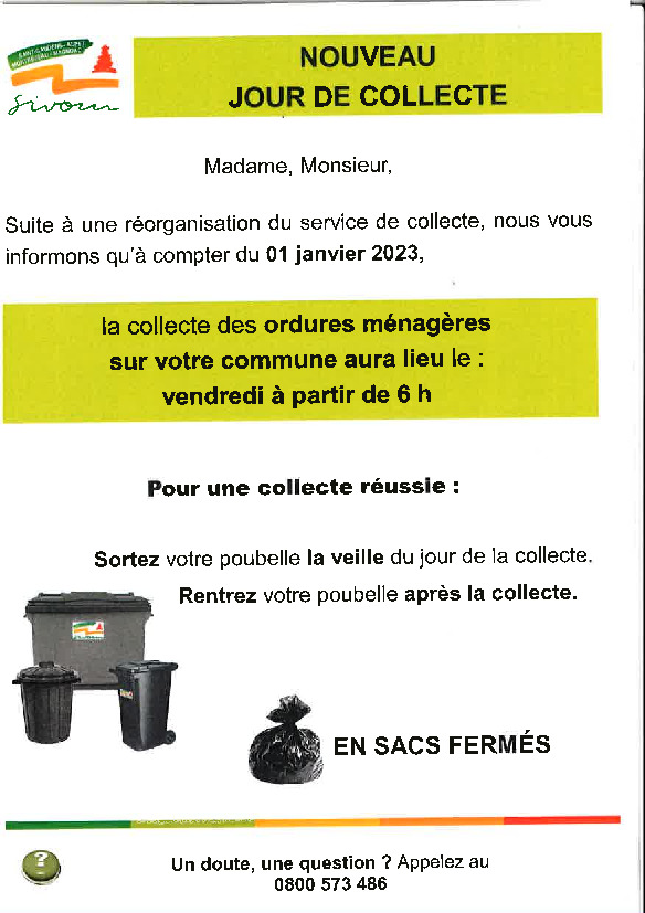 News Nouveau de jour de collecte des ordures ménagères Mairie de