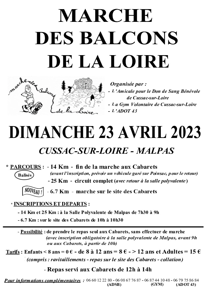 Actualités Marche des Balcons de la Loire dimanche 23 avril 2023