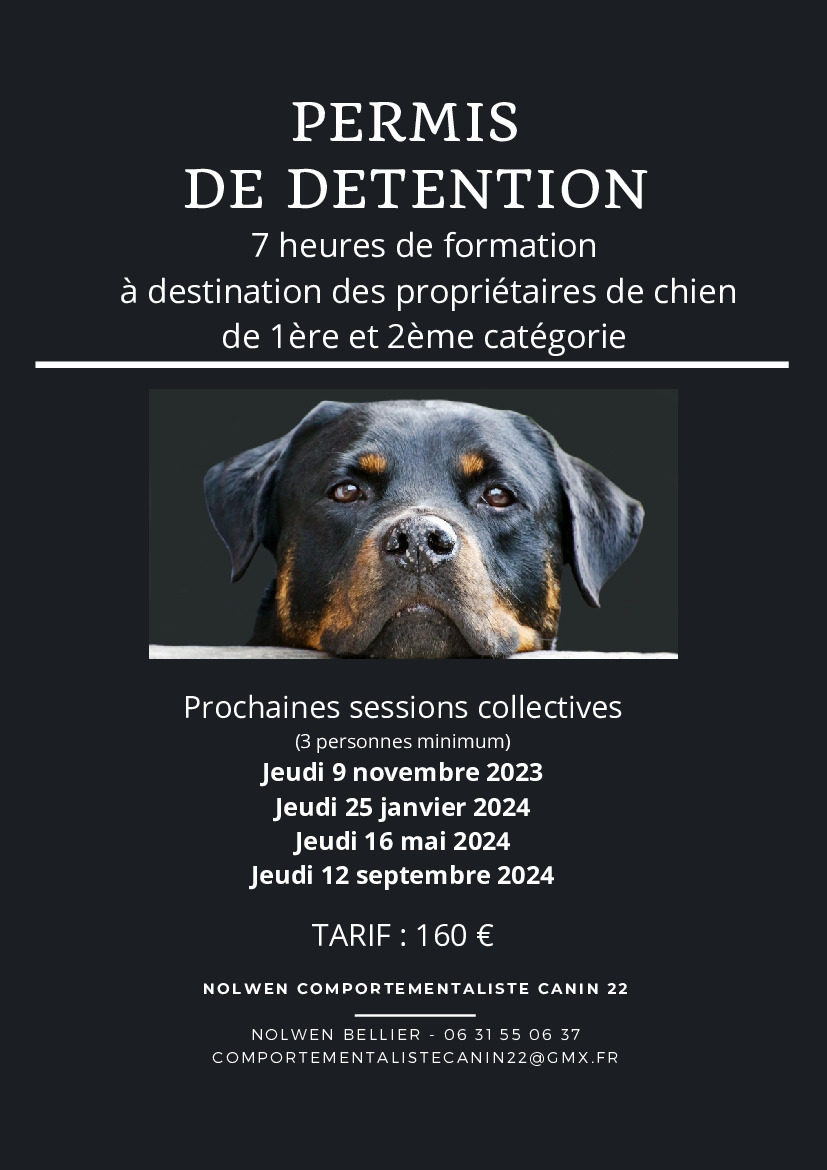 News Sessions de formation pour le permis de détention d un chie