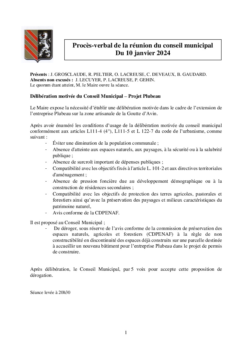 Actualités Conseil municipal du 10 janvier compte rendu Actualité