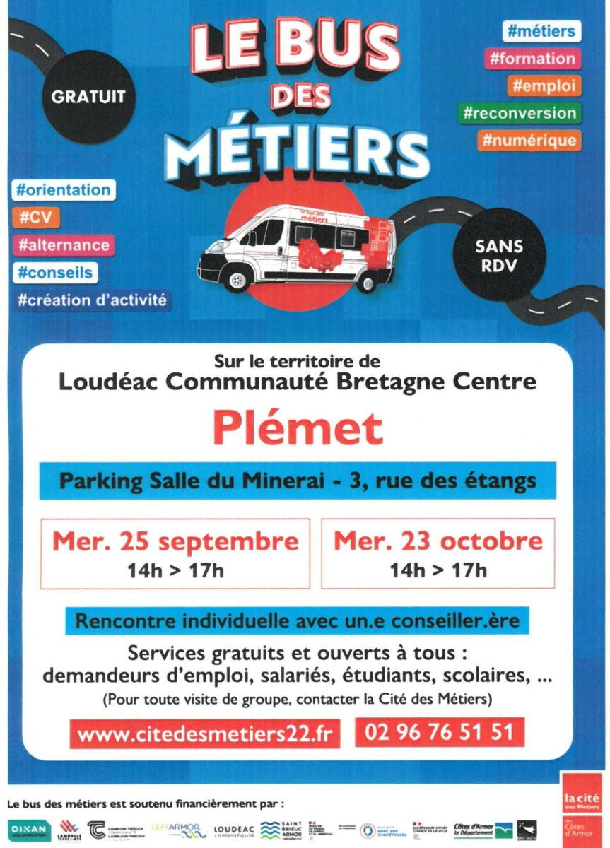 Le bus des métiers sera à Plémet le 23 octobre