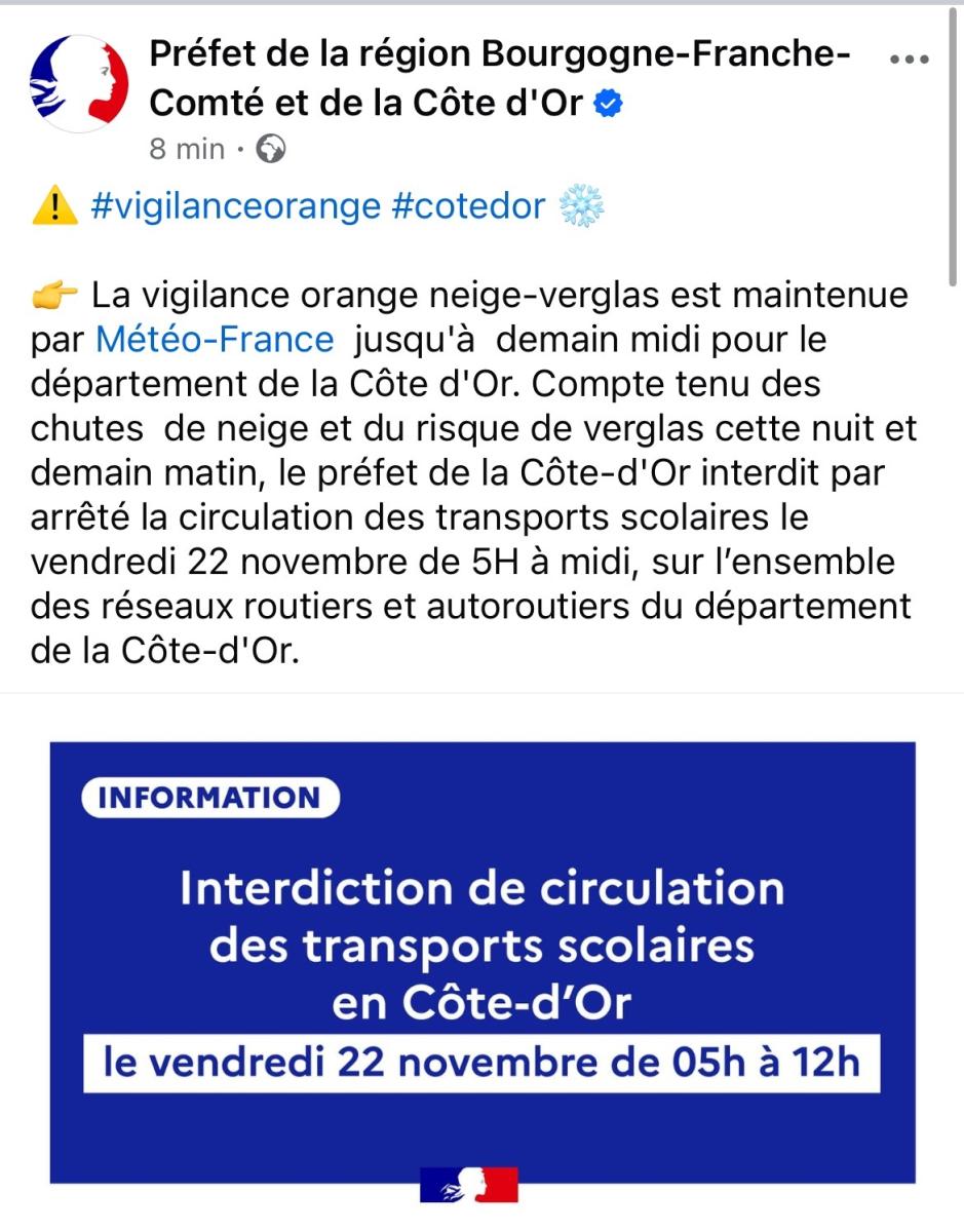 Vigilance Orange Neige et Verglas