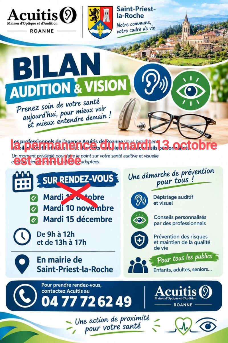 Annulation permanence Acuitis mardi 13/10