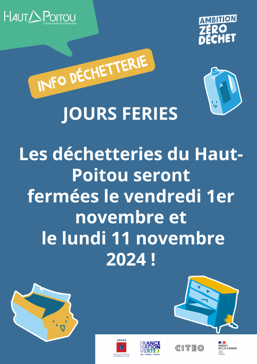 Collectes et fermetures déchetteries - 1 & 11 novembre 2024