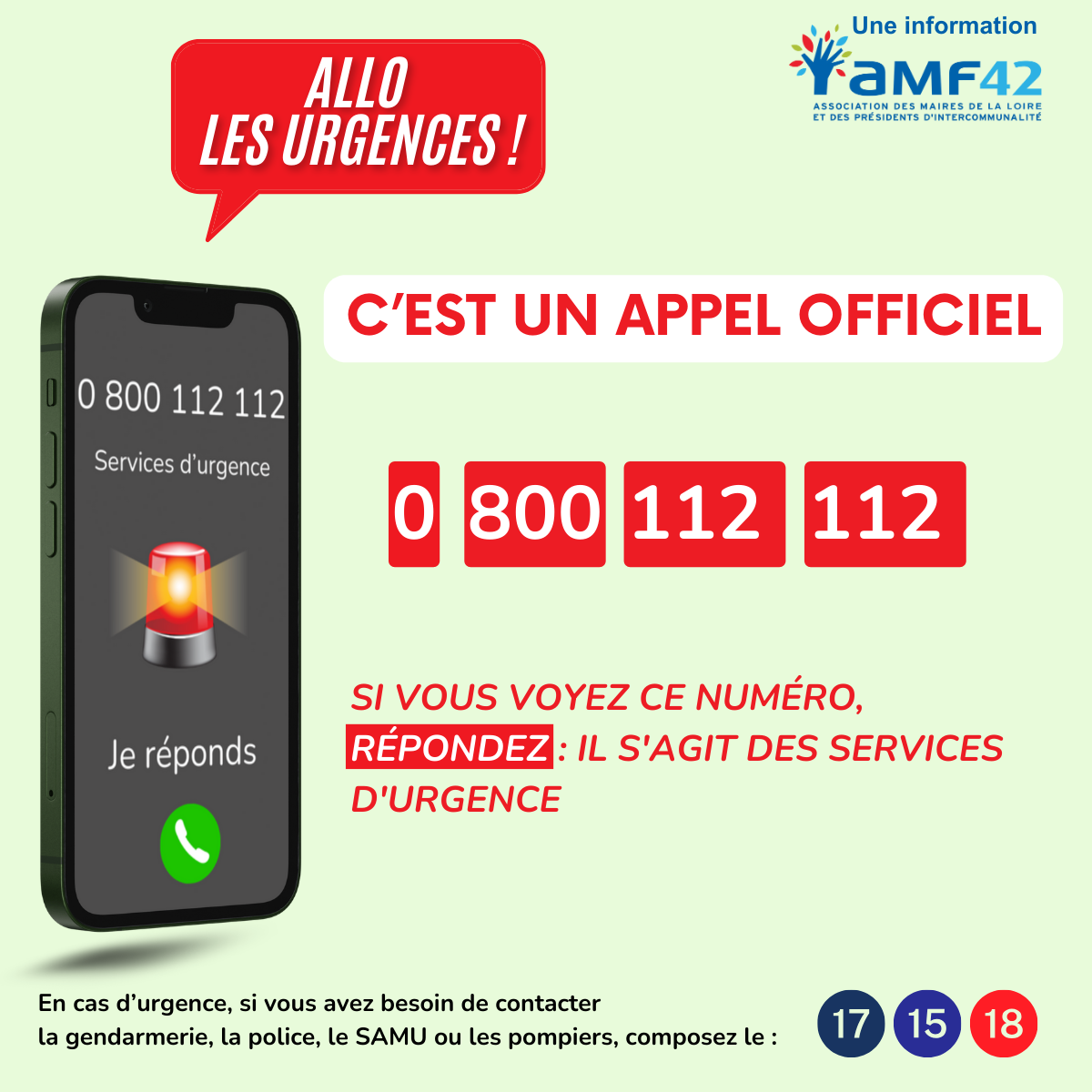 ⚠️ Numéro d'urgence