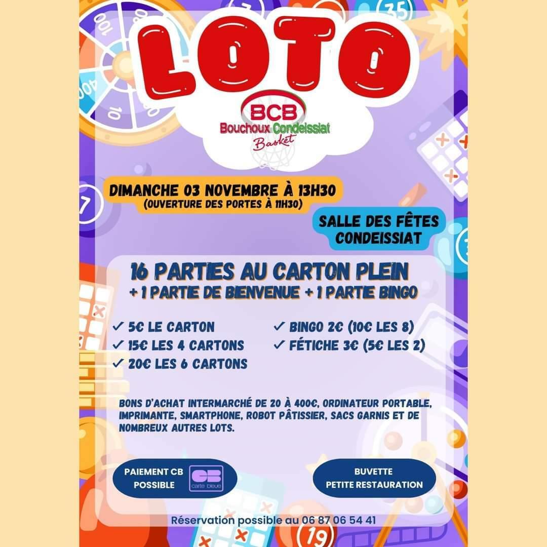 Information du BCB - Loto le 3 Novembre