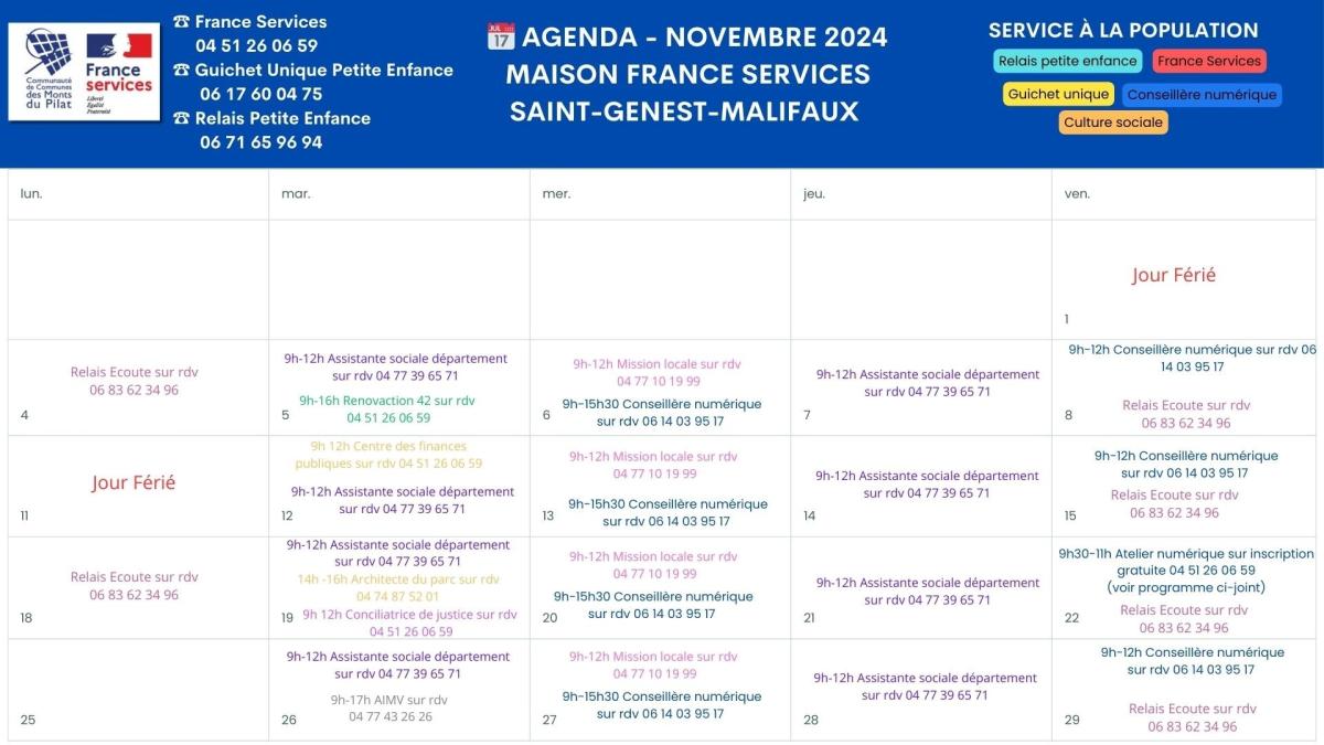 Agenda de la Maison France Services - Novembre