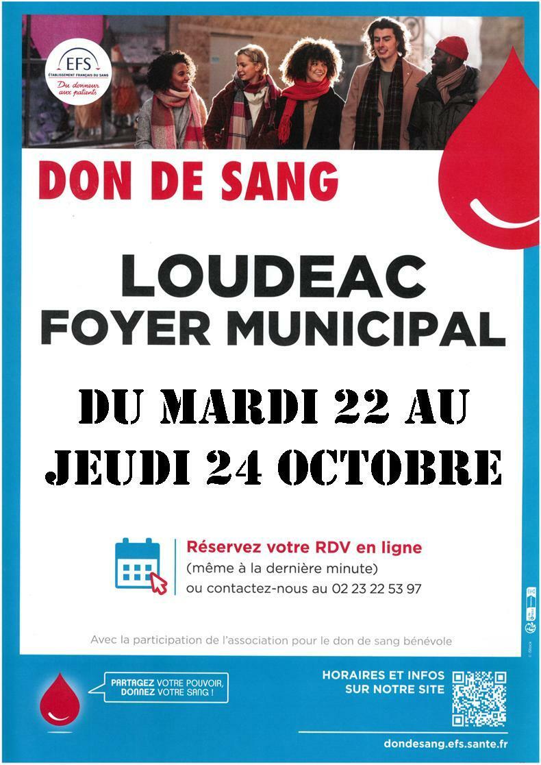 Don du sang du 22 au 24 octobre Loudéac (1/1)