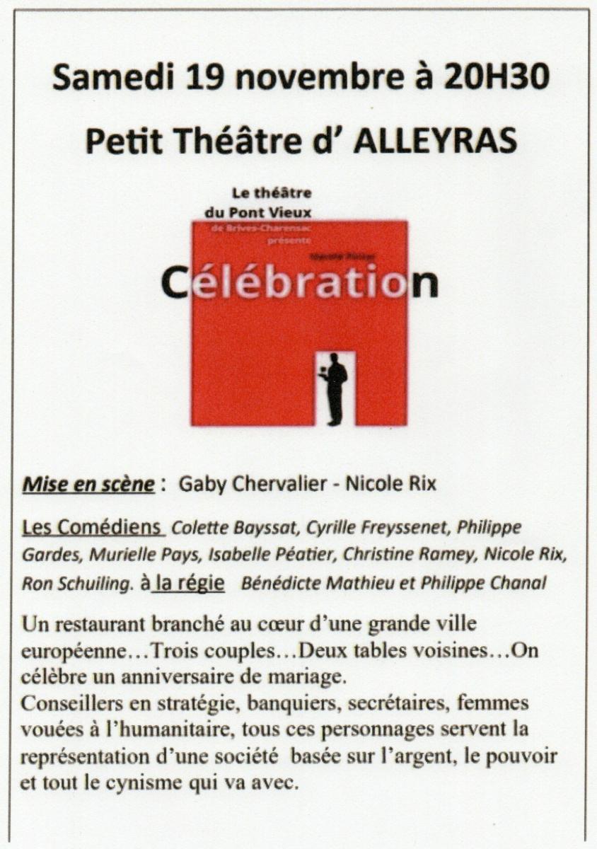 Ce soir à 20h 30 au « Petit Théâtre Alleyras »