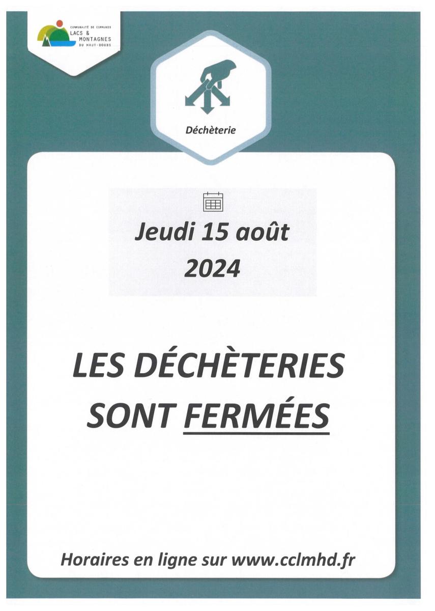 Fermeture déchèteries - 15 août