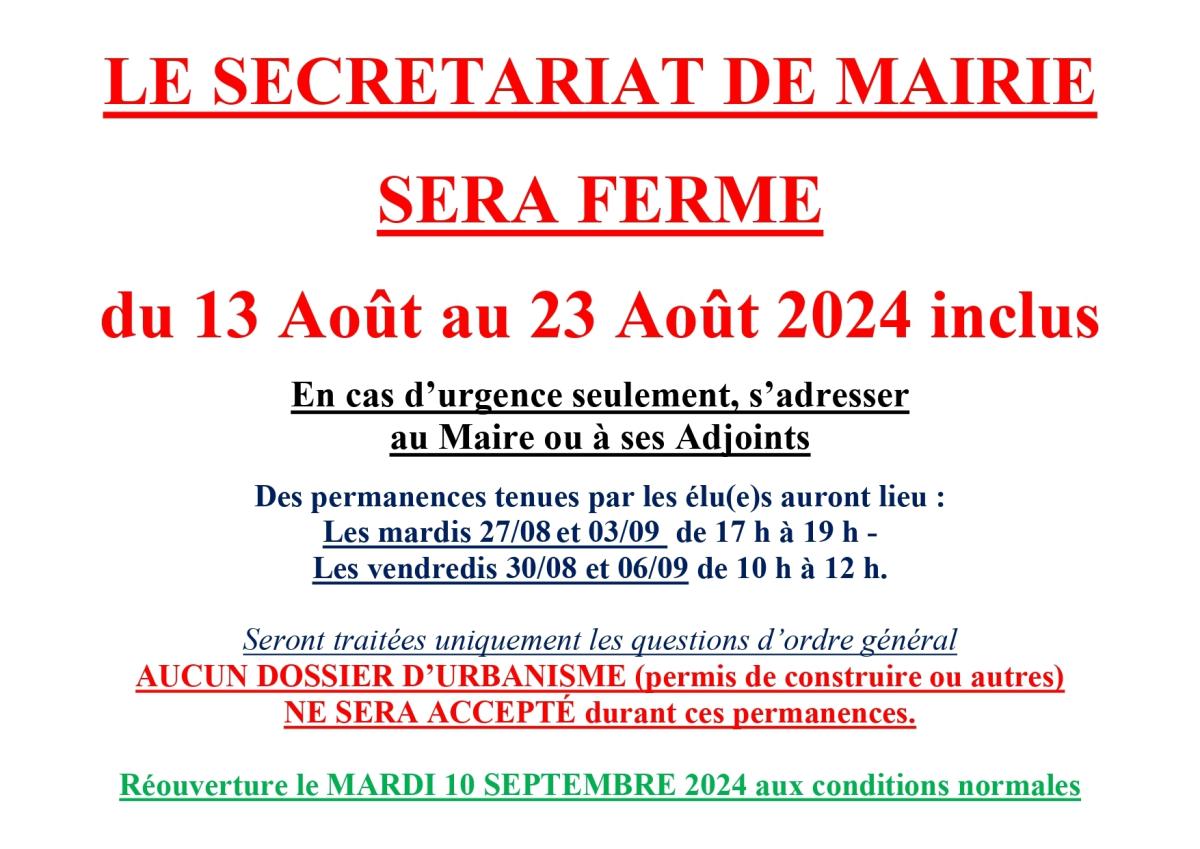 Fermeture de la Mairie