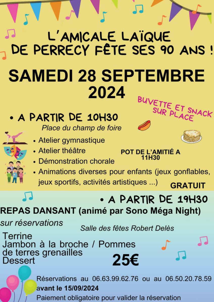 L'AMICALE LAIQUE FETE SES 90 ANS -SAMEDI 28 SEPTEMBRE