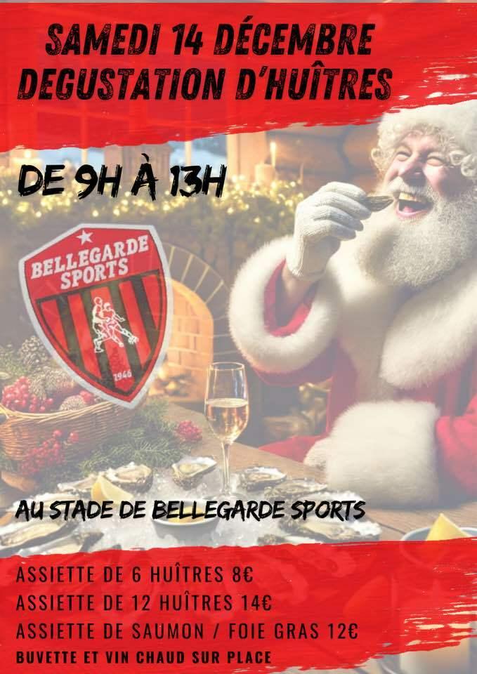 BELLEGARDE SPORTS : DEGUSTATION HUITRES 14/12/2024