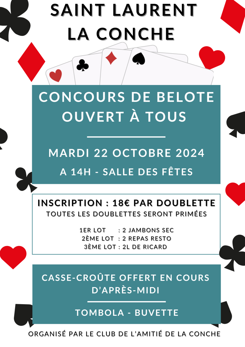 CONCOURS DE BELOTE 22 OCTOBRE