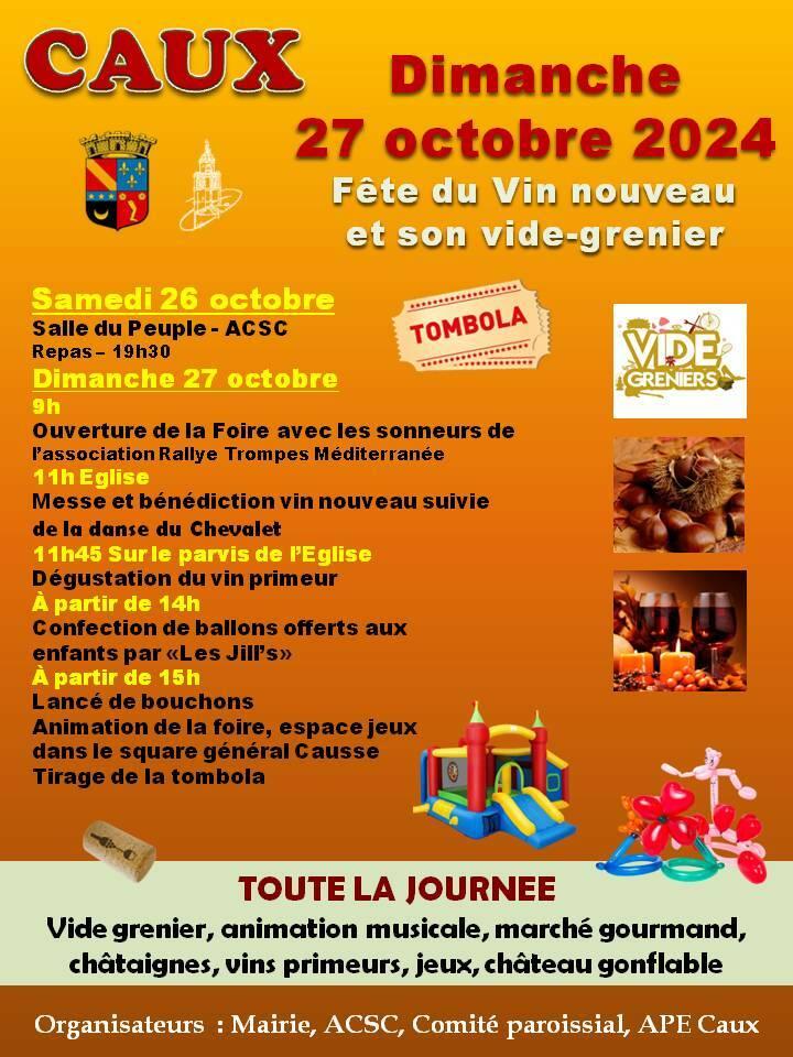 Fête du vin nouveau à Caux, samedi 26 et dimanche 27/10