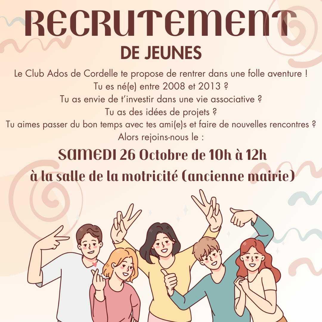 Recrutement club ados 26 octobre