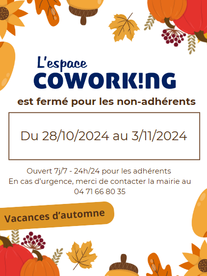 Congés d'automne à L'espace coworking de la Bobine créative