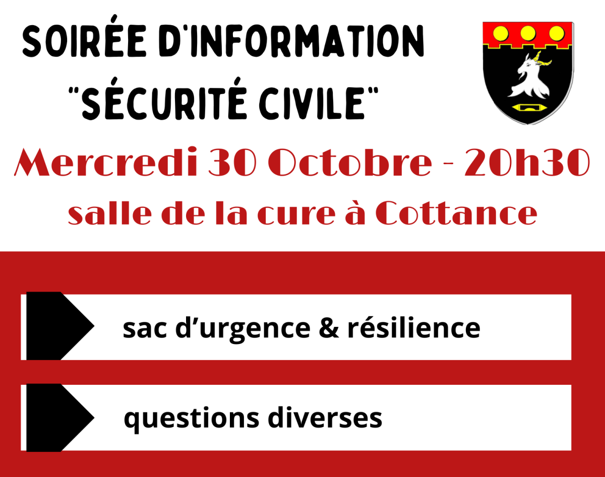 RAPPEL - Soirée d'info sécurité civile - 30/10/2024 - 20h30