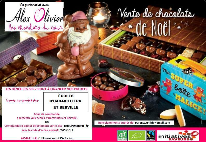 Vente de chocolats de Noël au profit des écoles