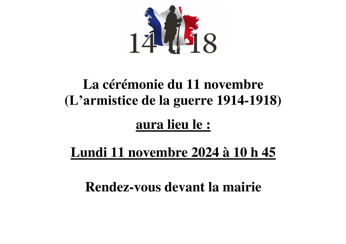 Commémoration du 11 novembre 2024 à 10H45