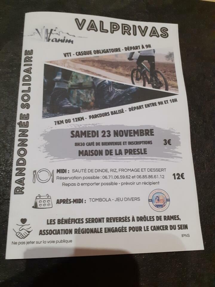 Rappel Marche Solidaire et VTT