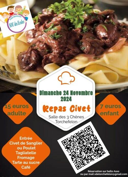 SOU DES ECOLES - REPAS CIVET DIMANCHE 24/11