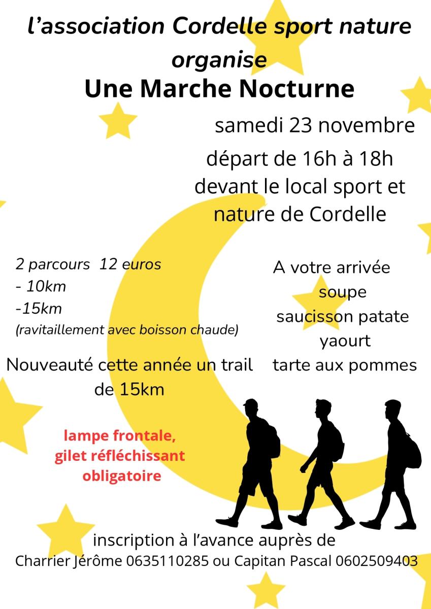 Marche nocturne Cordelle Sport Nature le 23 novembre