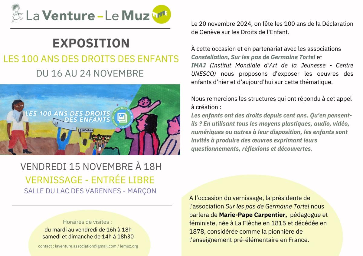 EXPOSITION - LES 100 ANS DES DROITS DES ENFANTS - 16 AU24/11