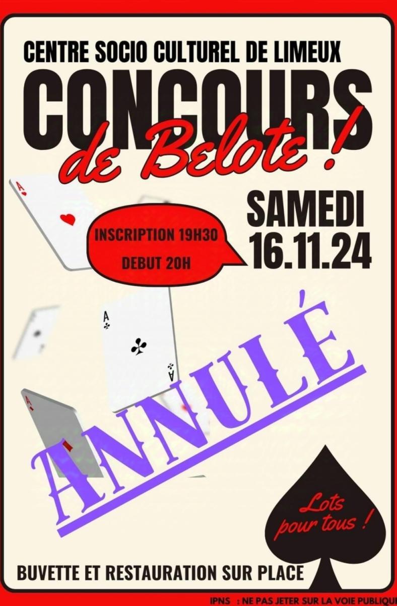 ANNULÉ CONCOURS DE BELOTE LIMEUX ANNULÉ