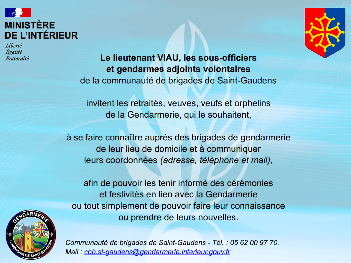 Message de la gendarmerie