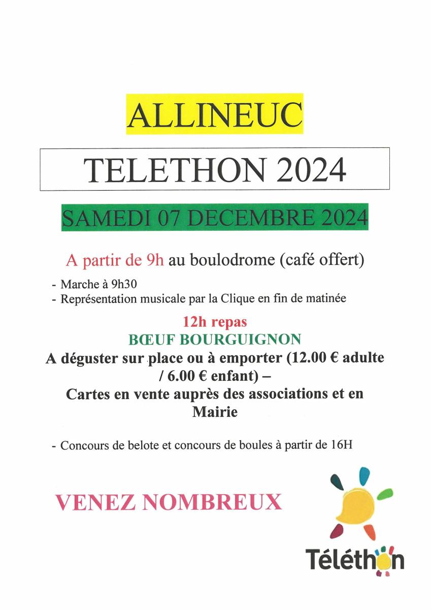 ALLINEUC - Téléthon 2024 - Samedi 07 Décembre