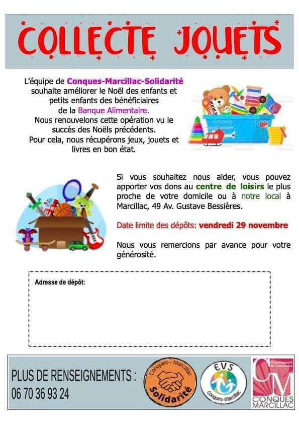 Collecte Jouets Banque Alimentaire Marcillac Vallon