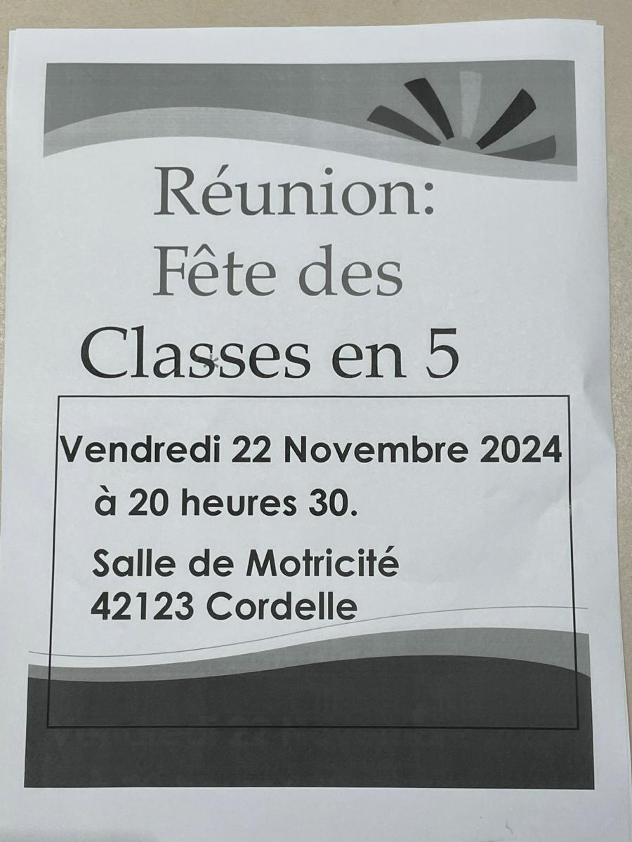 Réunion fête des classes en 5