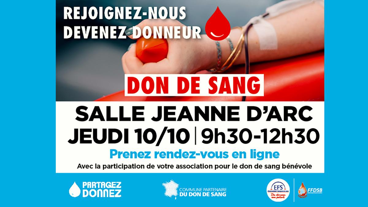 DON DE SANG - JEUDI 10 OCTOBRE 2024