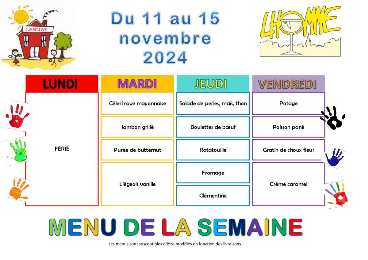 Menu cantine lhomme