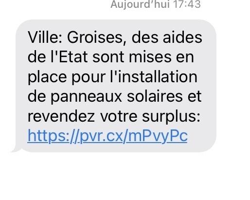 Alerte sms pour pose de panneaux photovoltaïques