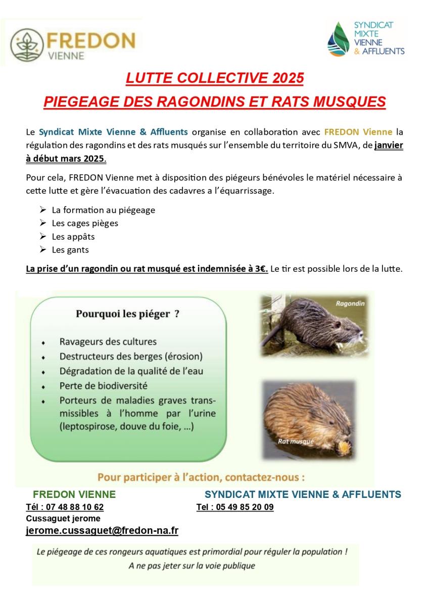 PIEGEAGE DES RAGONDINS ET RATS MUSQUES