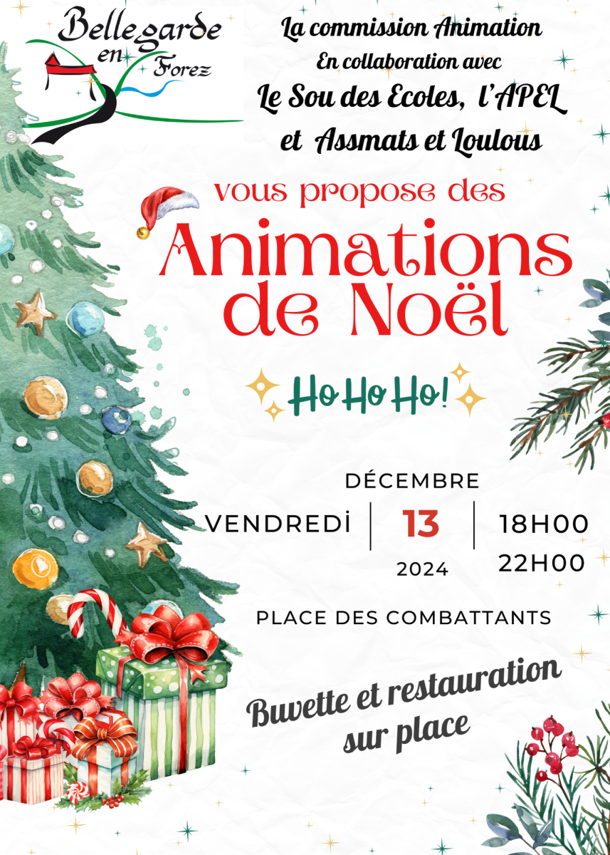 Animation Noël 13 décembe à partir de 18h