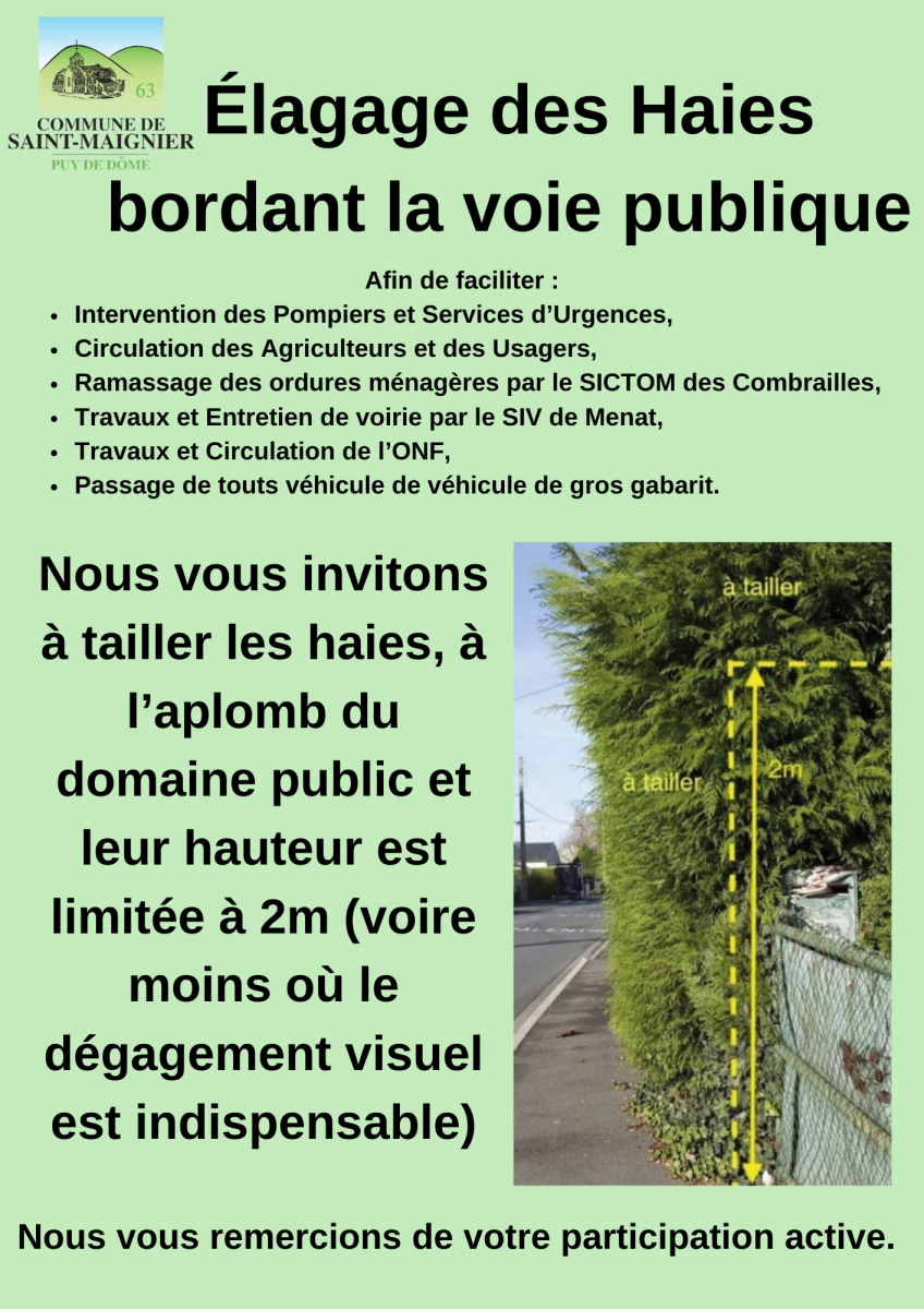 Élagage des haies bordant la voie publique