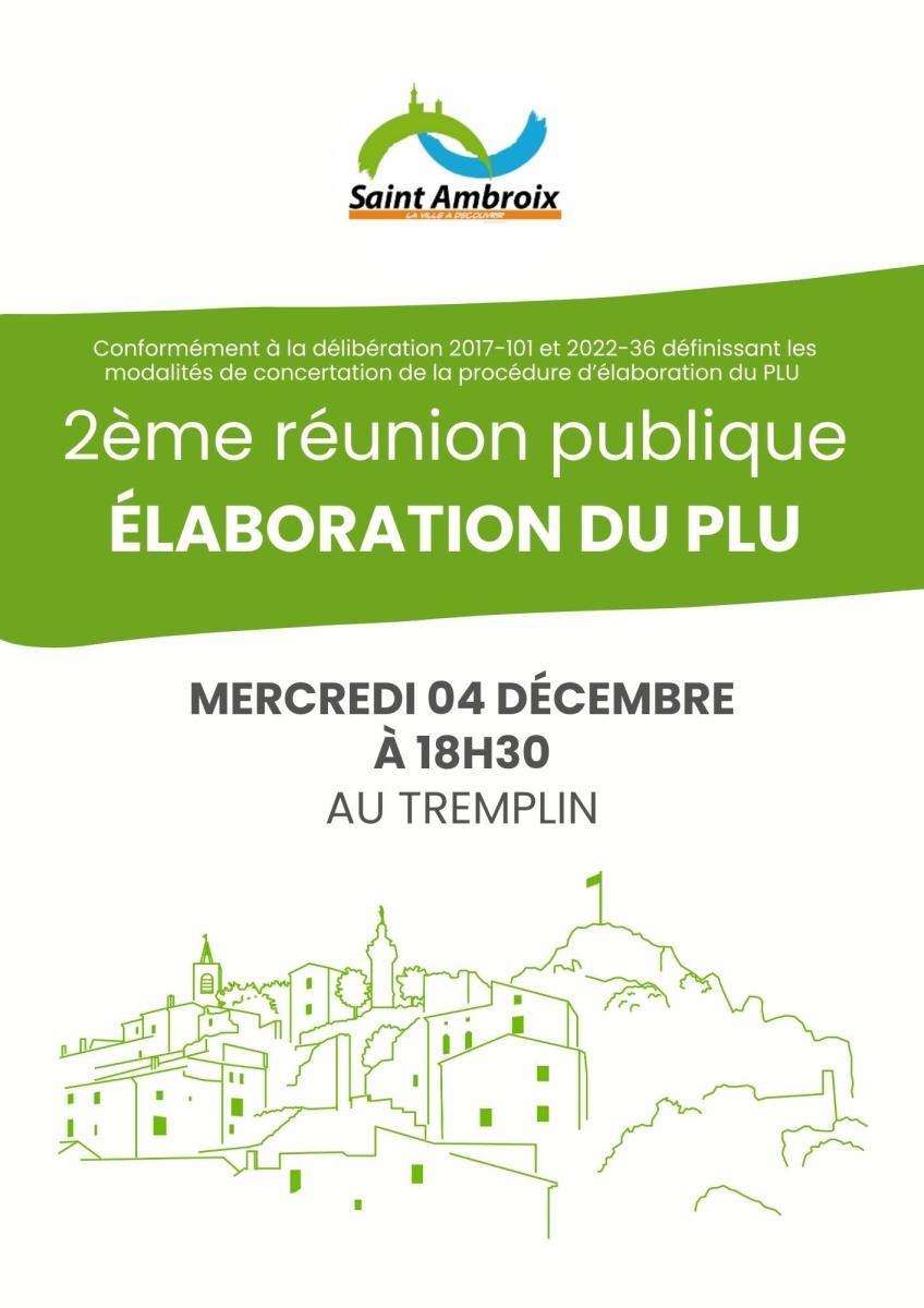 PLU - 2e Réunion publique le 4/12/24 à 18h30