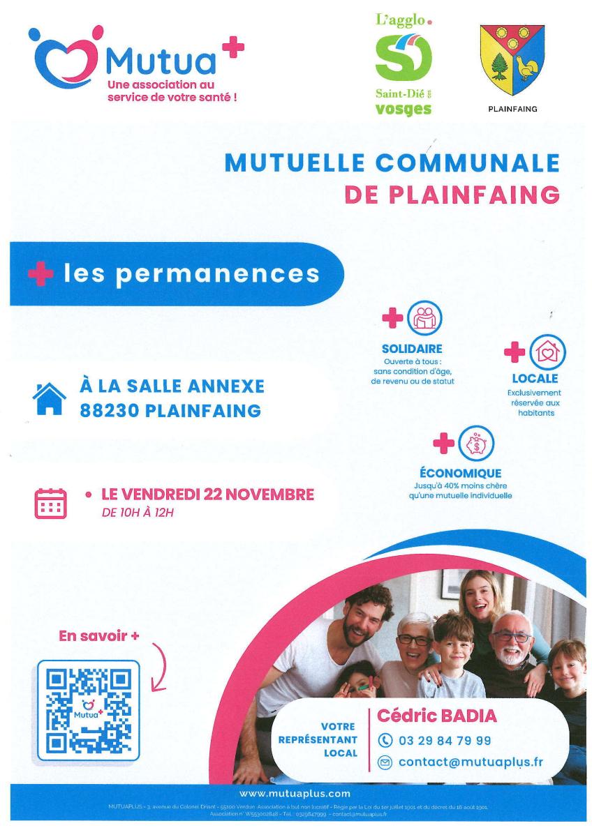 PERMANENCES  Mutuelle MUTUA+ à PLAINFAING