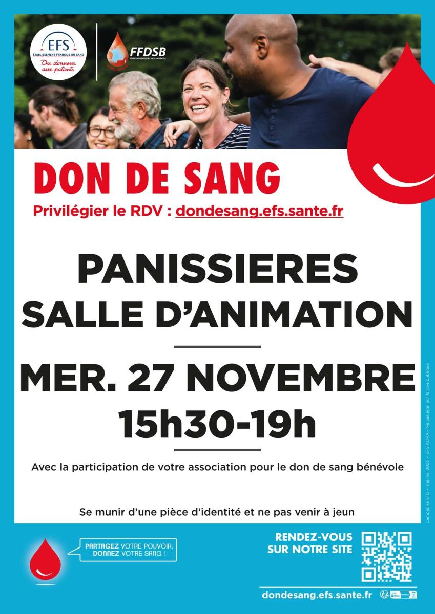 27 novembre : Don de sang à Panissières