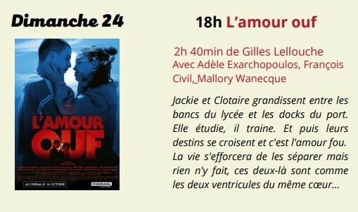 CINEMA le dimanche 24 novembre à 18 heures