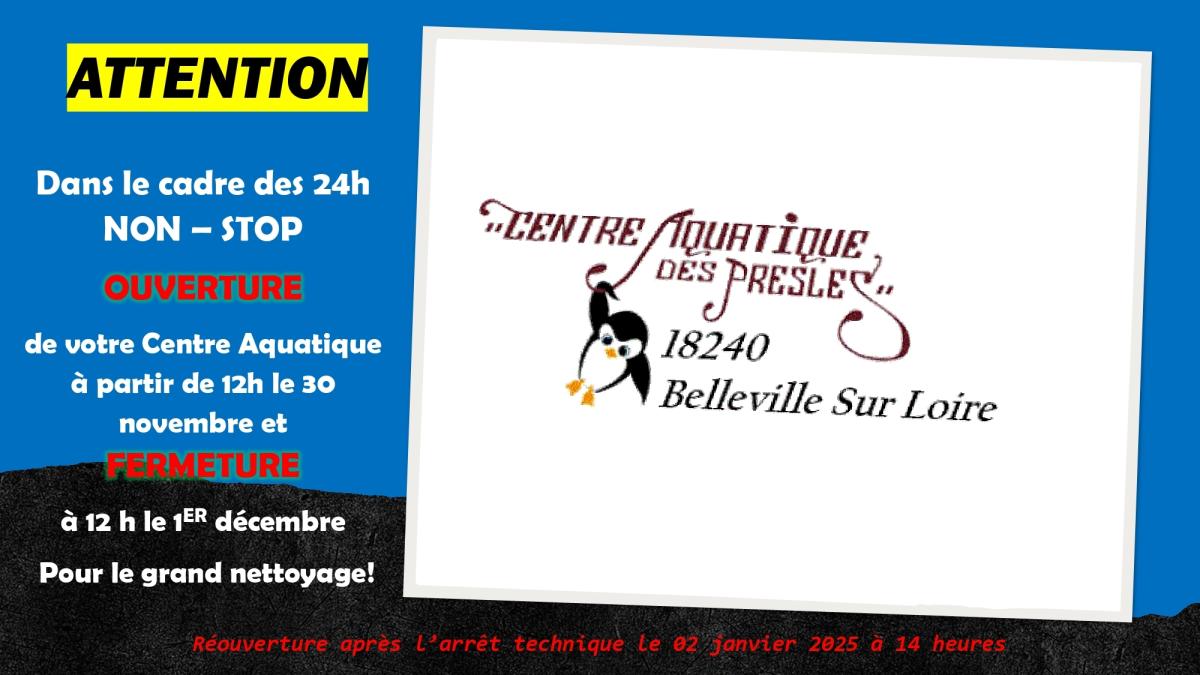 24h non-stop Centre Aquatique 30/11 au 01/12