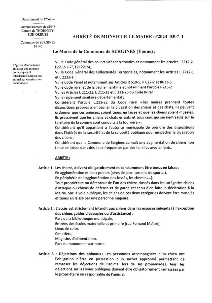 Rappel de consignes pour les propriétaires d'animaux (1/1)