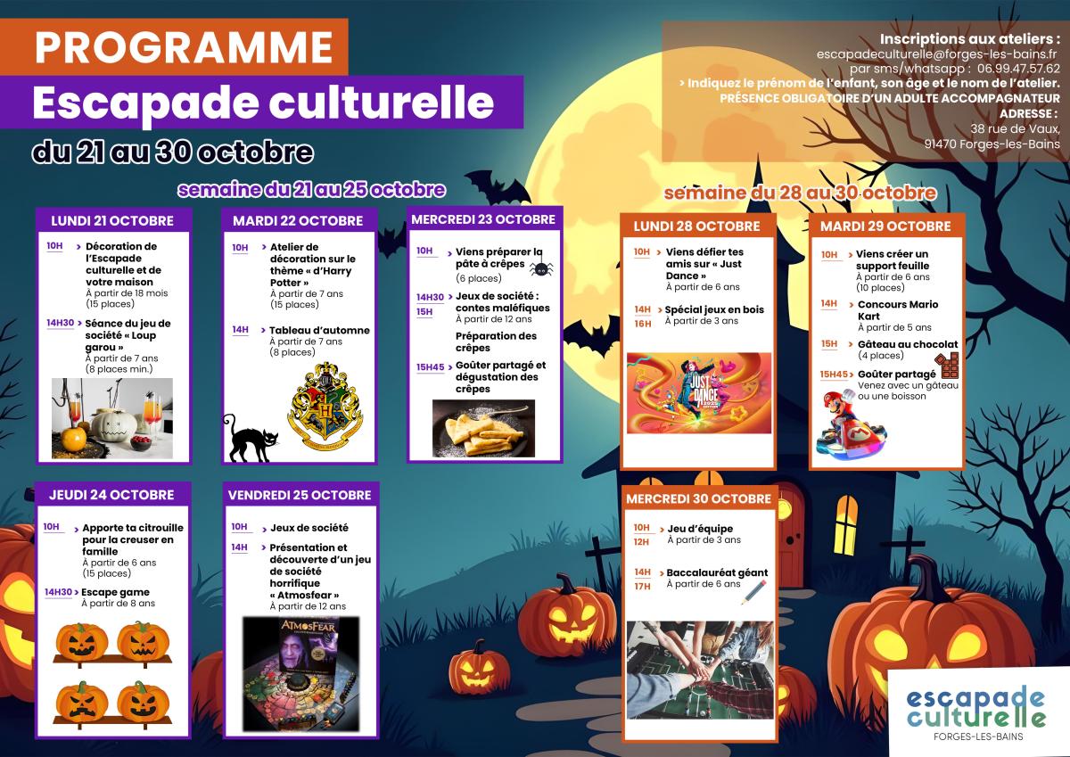 🎨🎲  Programme des vacances à l’Escapade culturelle (1/1)