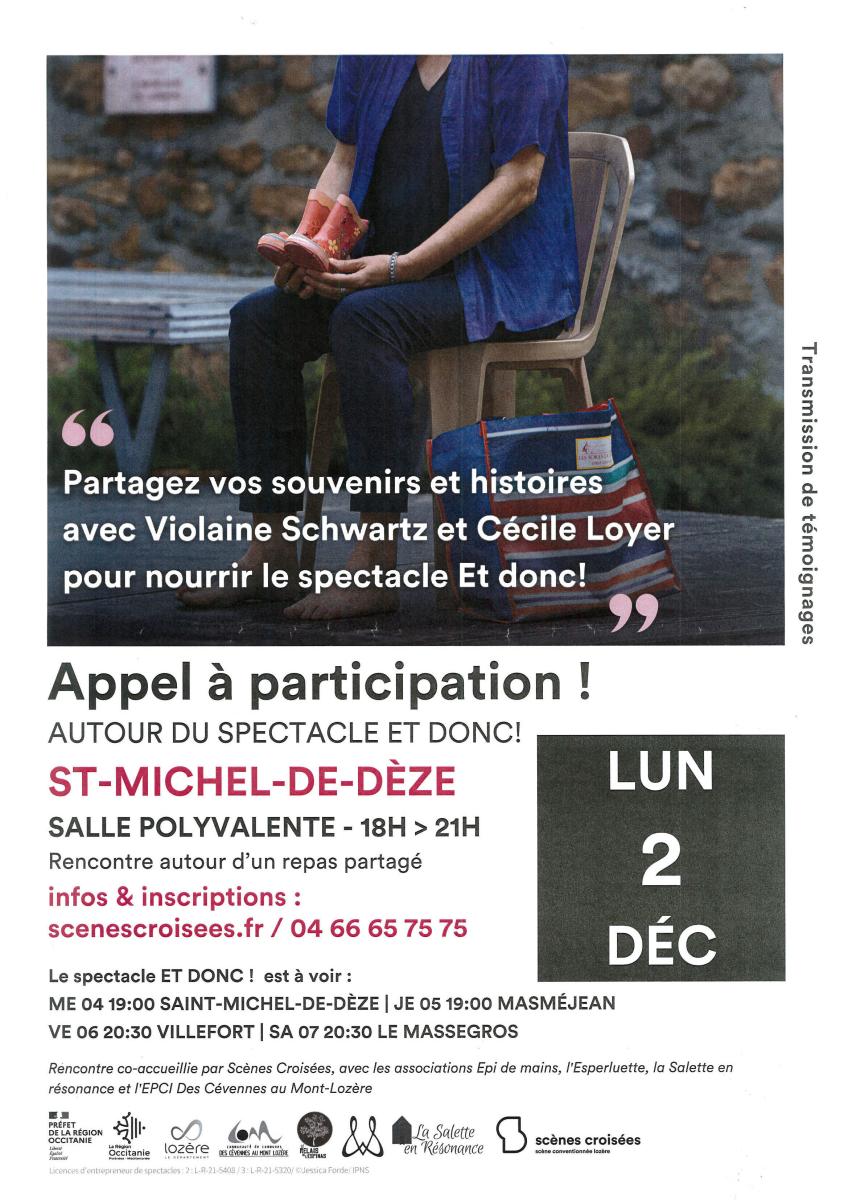 Appel à participation autour du spectacle Et donc !