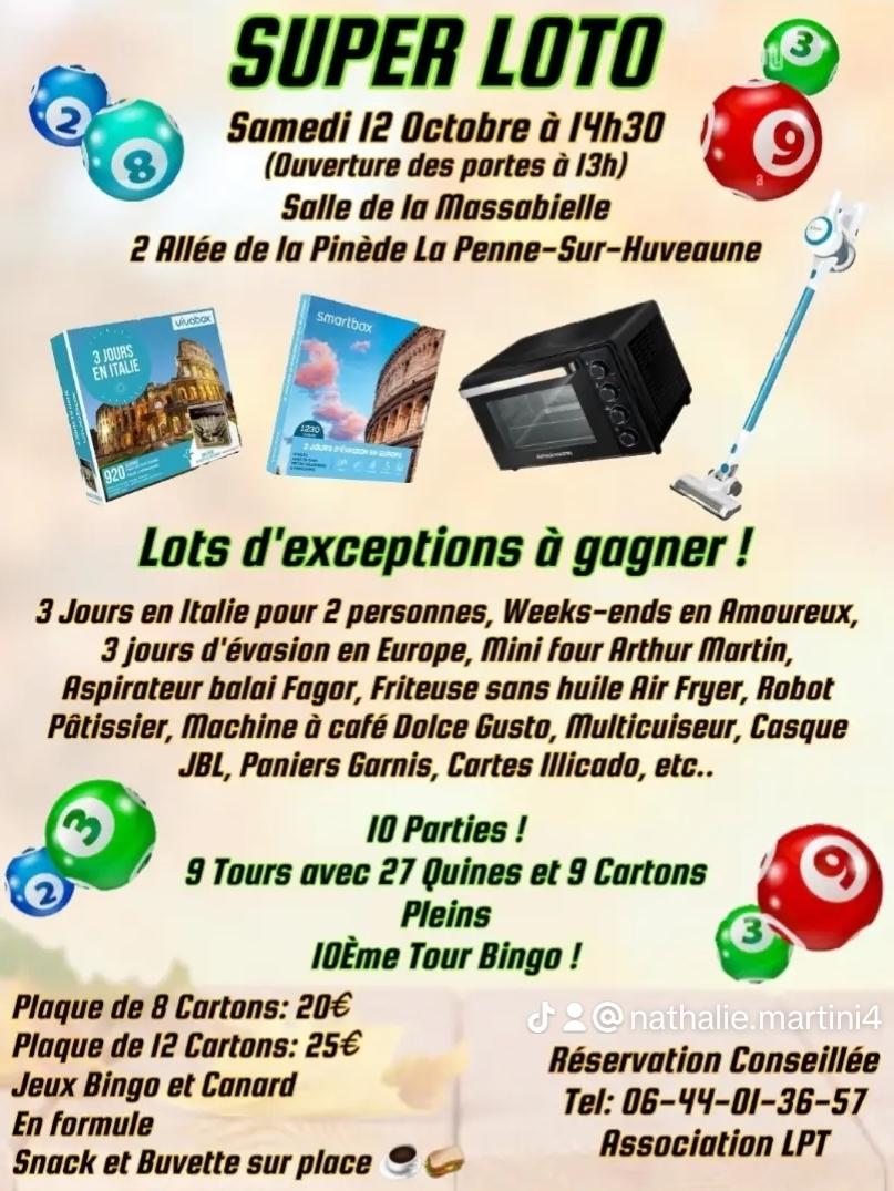 Samedi 12 octobre : loto de l'association Le Passe Temps