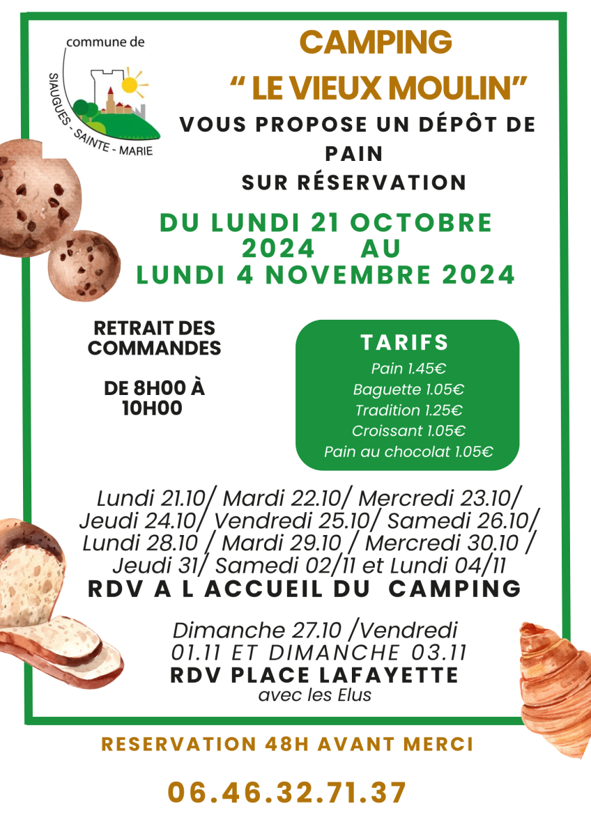 Dépôt de pain au camping municipal