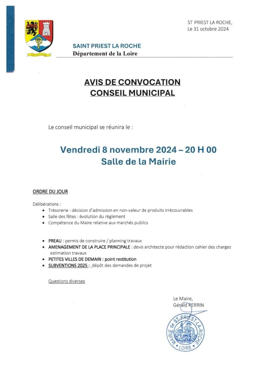 Prochain Conseil Municipal